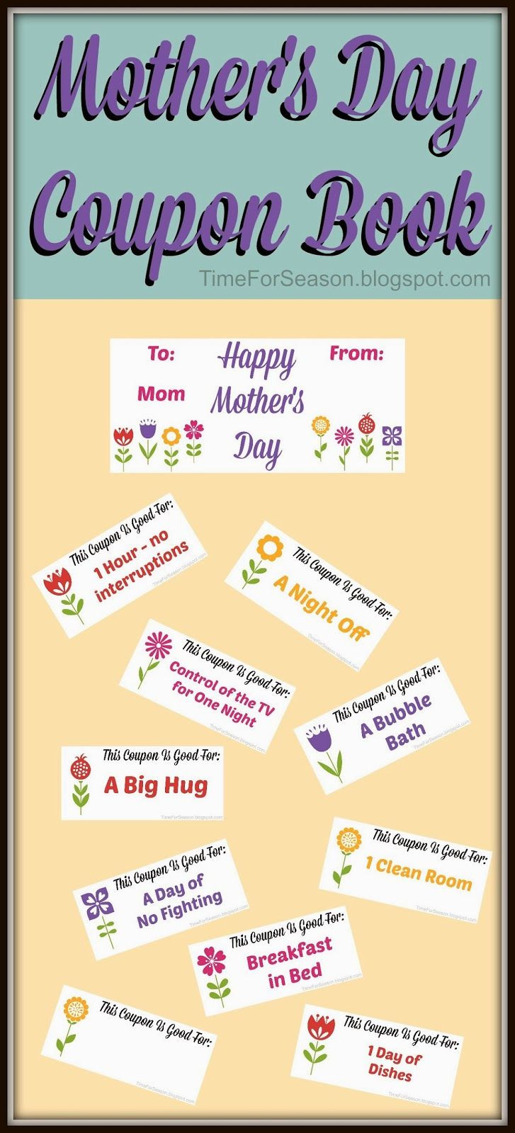 Mother Day Gift Ideas For Boyfriends Mom
 Free Mothers Day Coupon Book Printable mom t for mother