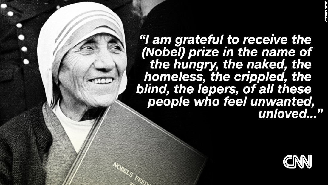 Mother Theresa Quote
 Mother Teresa a troubled individual in a museum of