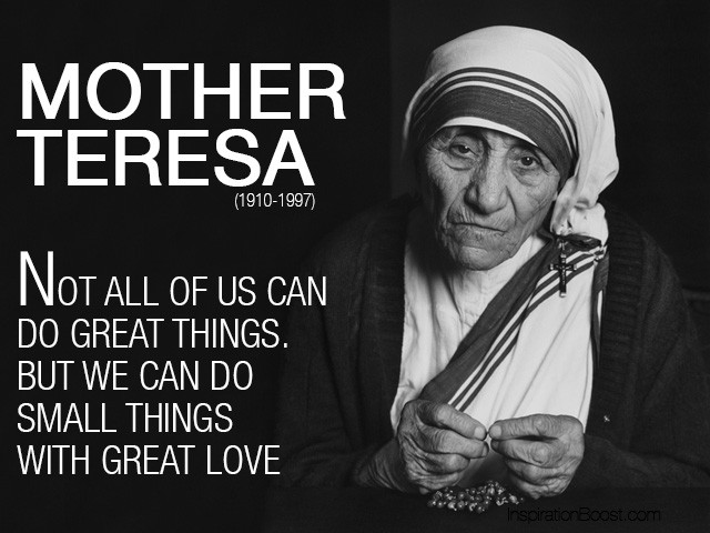 Mother Theresa Quote
 Just another part to the “Apple tree story”