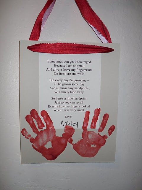 Mother's Day Gifts From Infants
 handprint wall hanging with poem made me cry babies