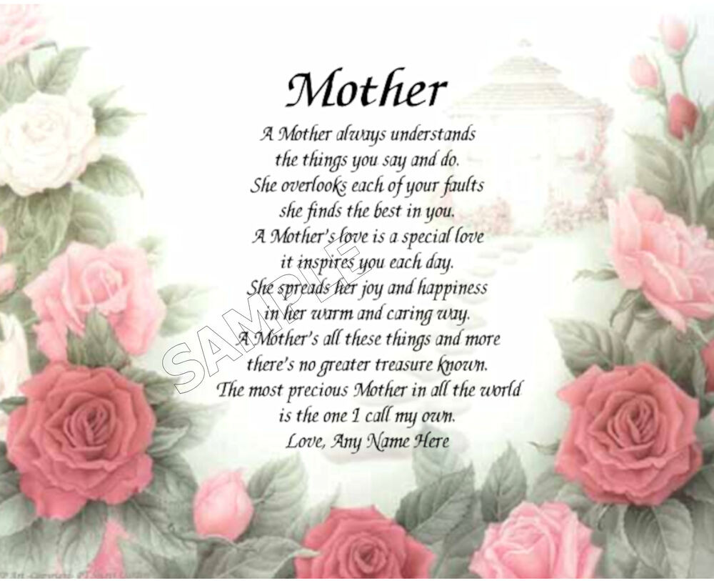 Mother'S Day Quotes
 MOTHER FLORAL PERSONALIZED ART POEM MEMORY BIRTHDAY MOTHER