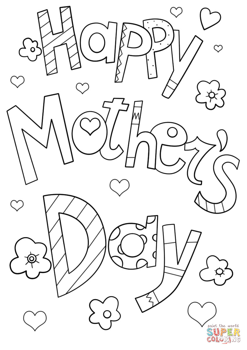 Mothers Day Coloring Sheets Printable
 Happy Mother s Day Doodle coloring page