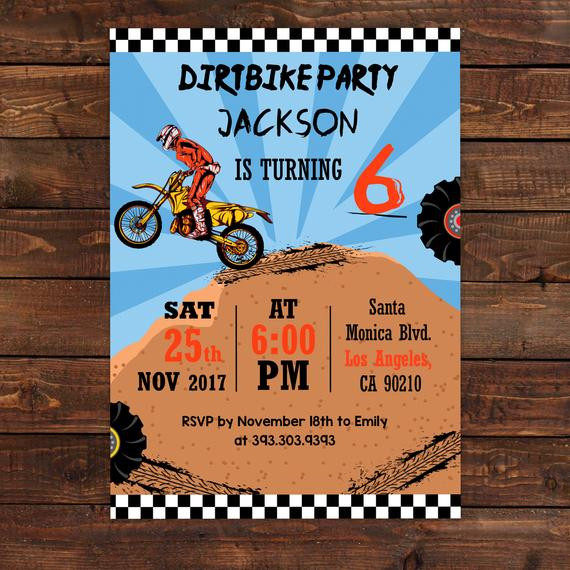 Motocross Birthday Party
 Motocross Birthday Invitation Motocross Party Invitation