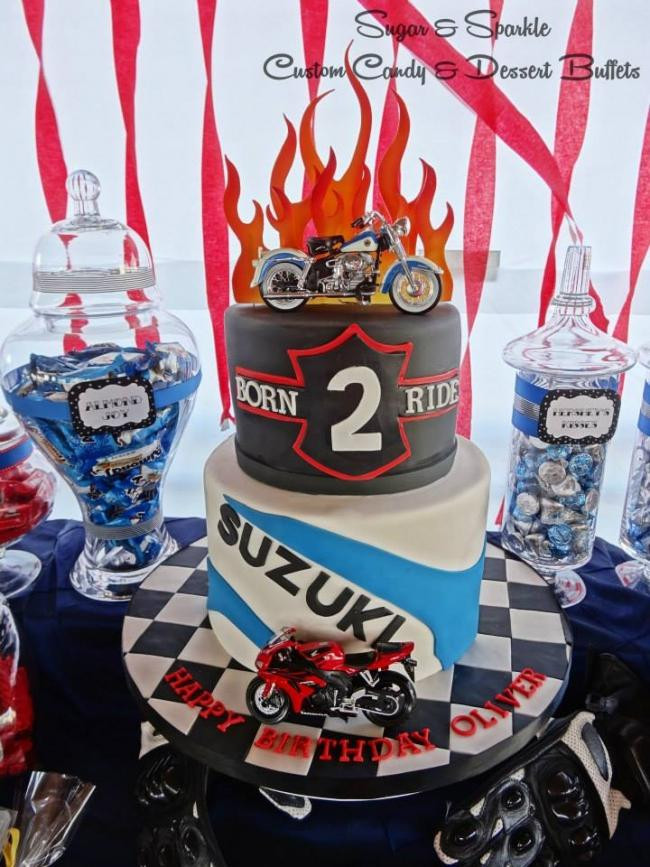 Motorcycle Birthday Cakes
 Motorcycle Themed Boy s Birthday Party Spaceships and
