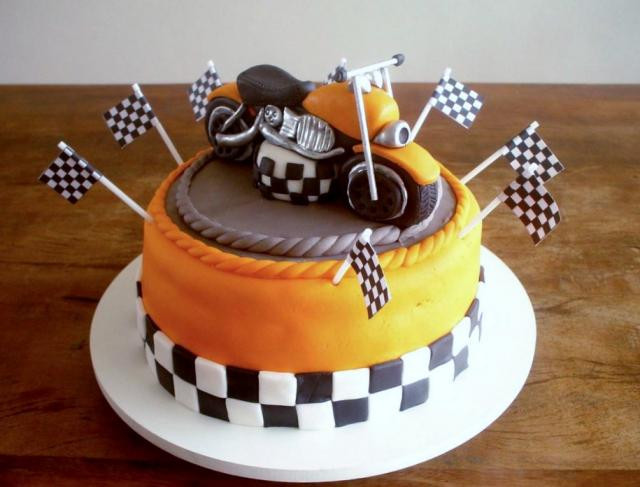 Motorcycle Birthday Cakes
 Motorcycle bike racing theme orange & chocolate cake JPG