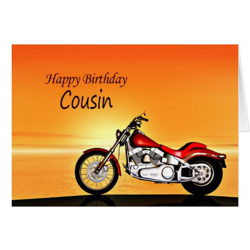 Motorcycle Birthday Cards
 For a Cousin Motorcycle sunset birthday Card