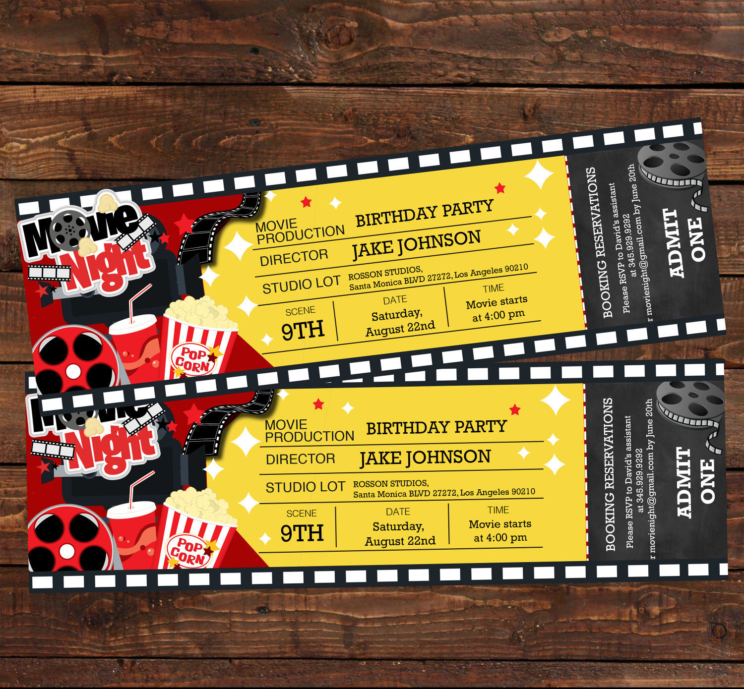 Movie Ticket Birthday Invitations
 Movie ticket birthday invitation Movie party invitation