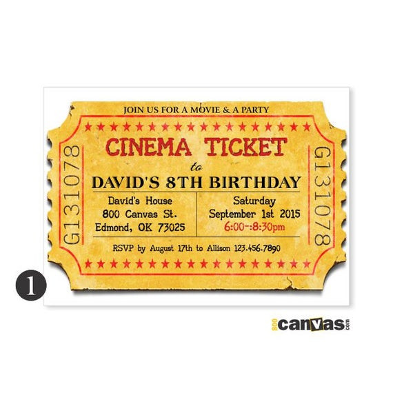 Movie Ticket Birthday Invitations
 Movie Ticket Invitation Printable Movie Party Invitation