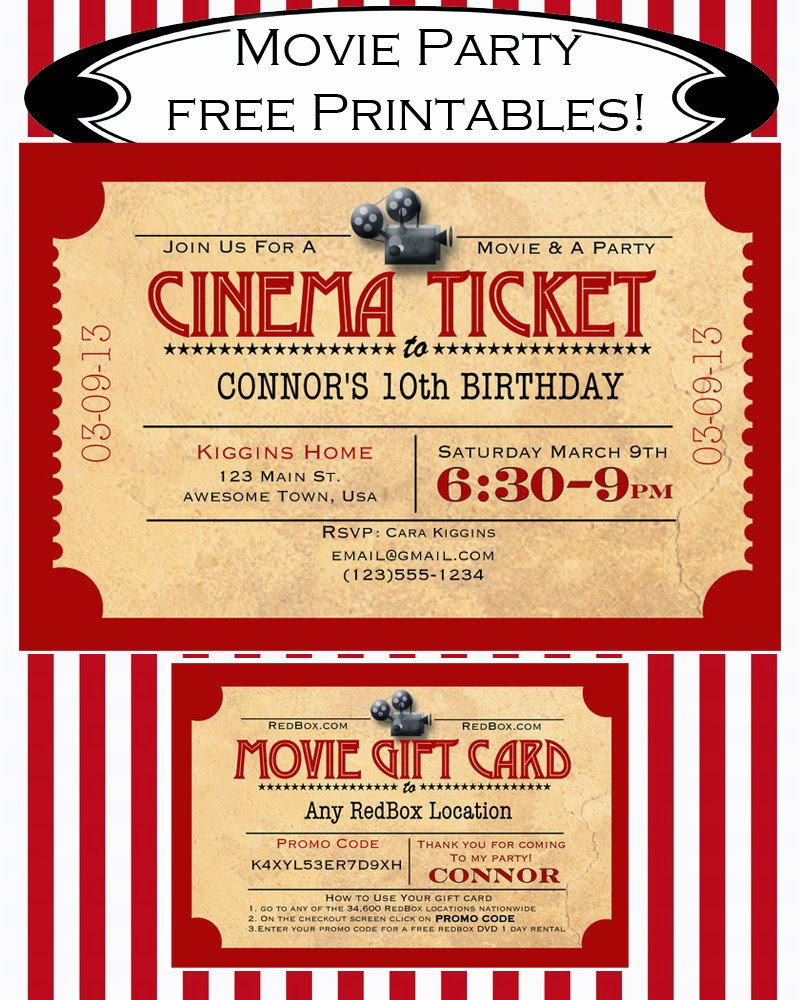 Movie Ticket Birthday Invitations
 Like Mom And Apple Pie A Summer Movies Free Printables
