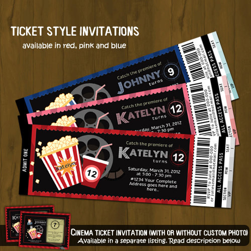 Movie Ticket Birthday Invitations
 Movie Night Ticket Invitation · Splashbox Printables