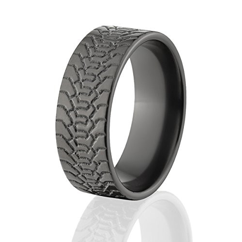 Mud Tire Wedding Rings
 Black Zirconium Tire Ring Wedding Band Mud Tread Rings USA