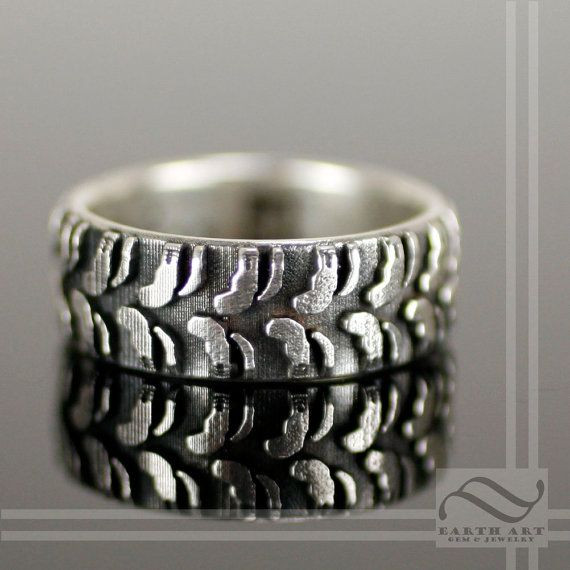 Mud Tire Wedding Rings
 Mens Earth Tire Tread Ring Sterling Silver