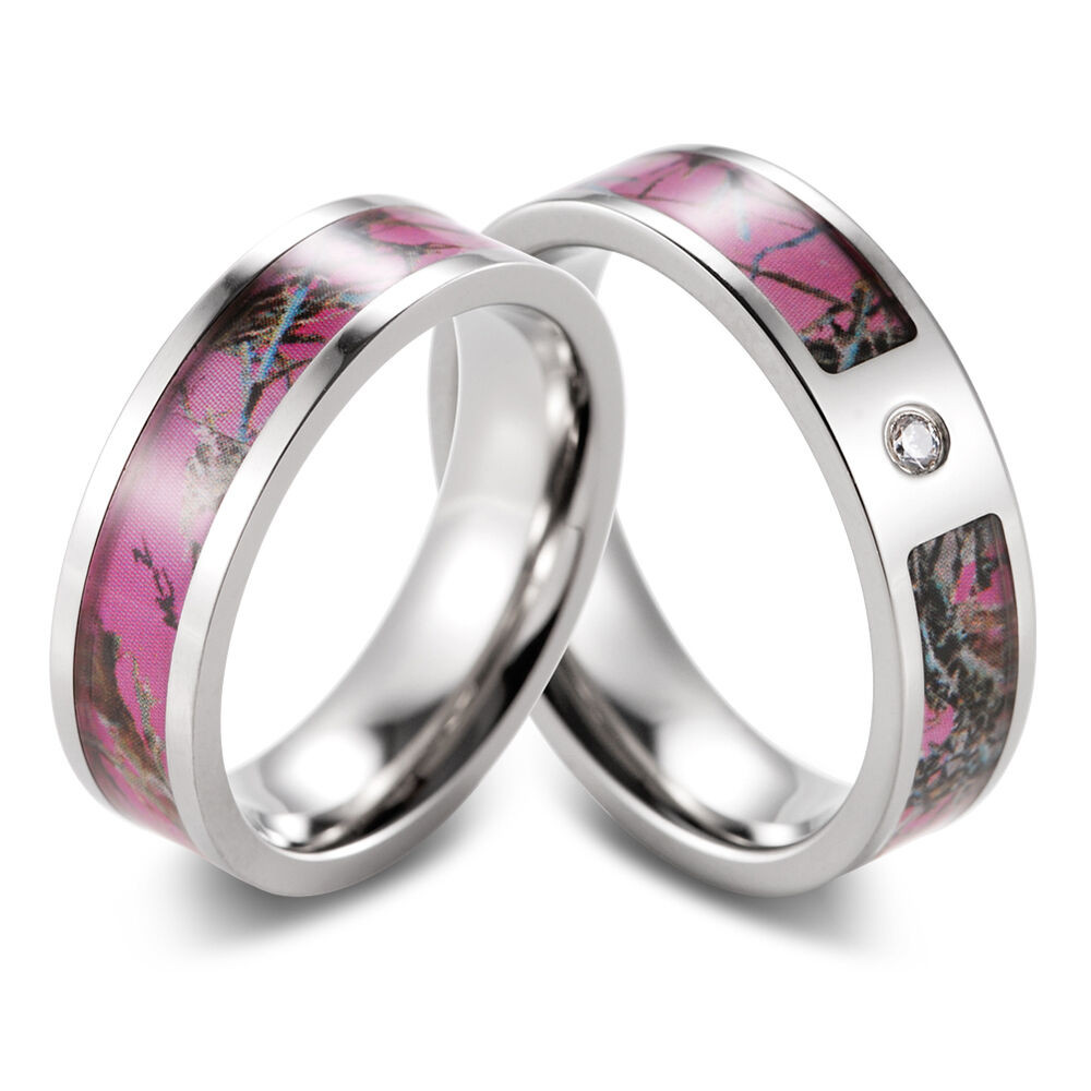 Muddy Girl Wedding Rings
 Pink Muddy Girl camo ring set engagement wedding band with