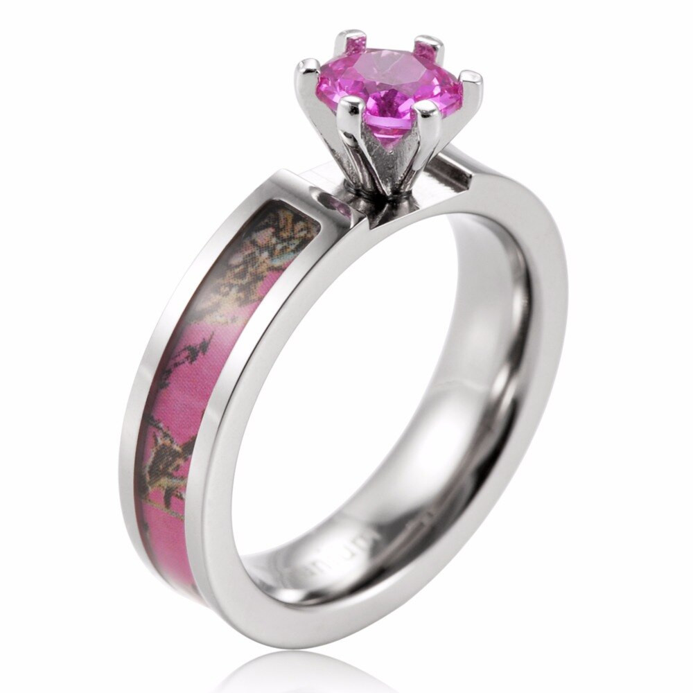 Muddy Girl Wedding Rings
 La s Camo Engagement Ring titanium Pink Muddy Girl