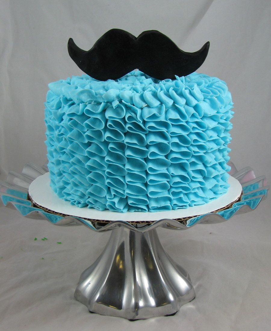 Mustache Birthday Cakes
 Blue Ruffle Mustache Cake