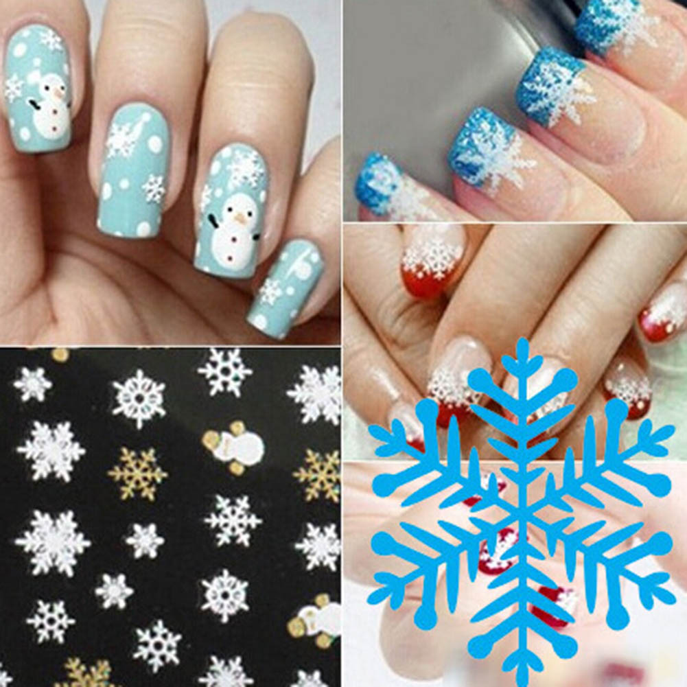 Nail Art Design Stickers
 New 3D Nail Art Tips Christmas Snowman Snowflakes Design