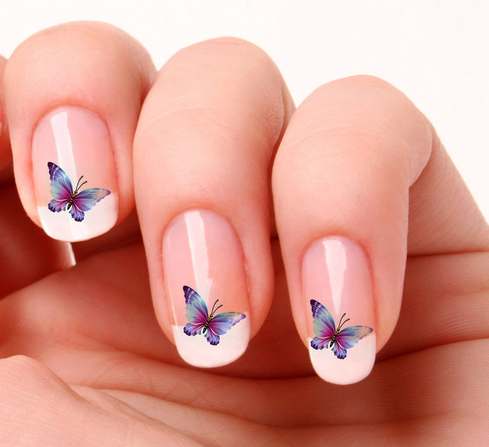 Nail Art Design Stickers
 20 Nail Art Decals Transfers Stickers 37 Blue Butterfly