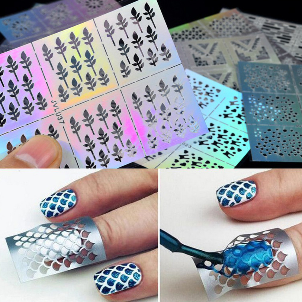 Nail Art Design Stickers
 Aliexpress Buy nail art hollow laser sticker Stencil