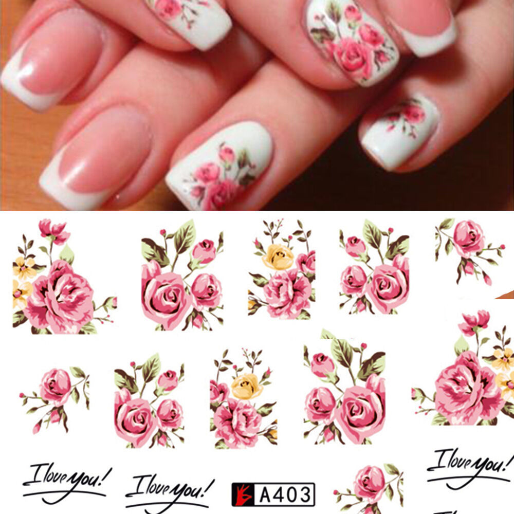 Nail Art Design Stickers
 Nail Art Water Decals Stickers Transfers Rink Roses