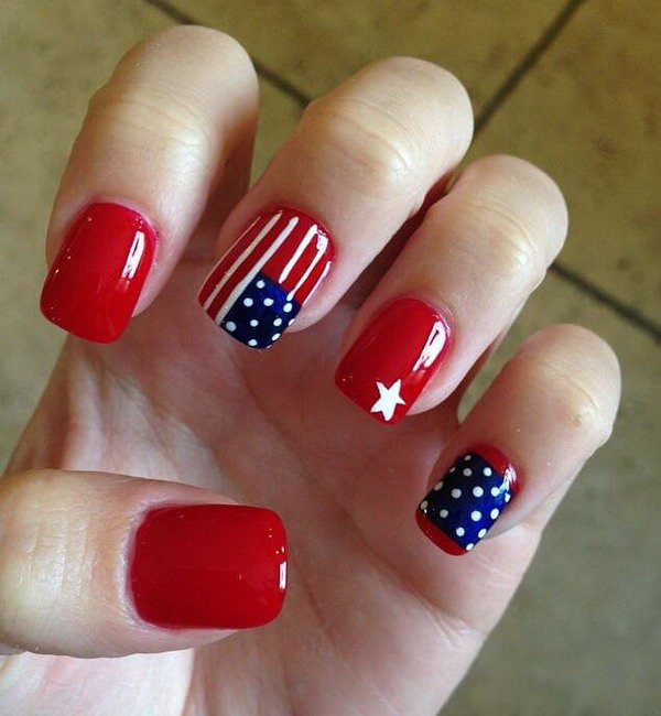 Nail Art Flags
 30 American Flag Inspired Stripes and Stars Nail Ideas