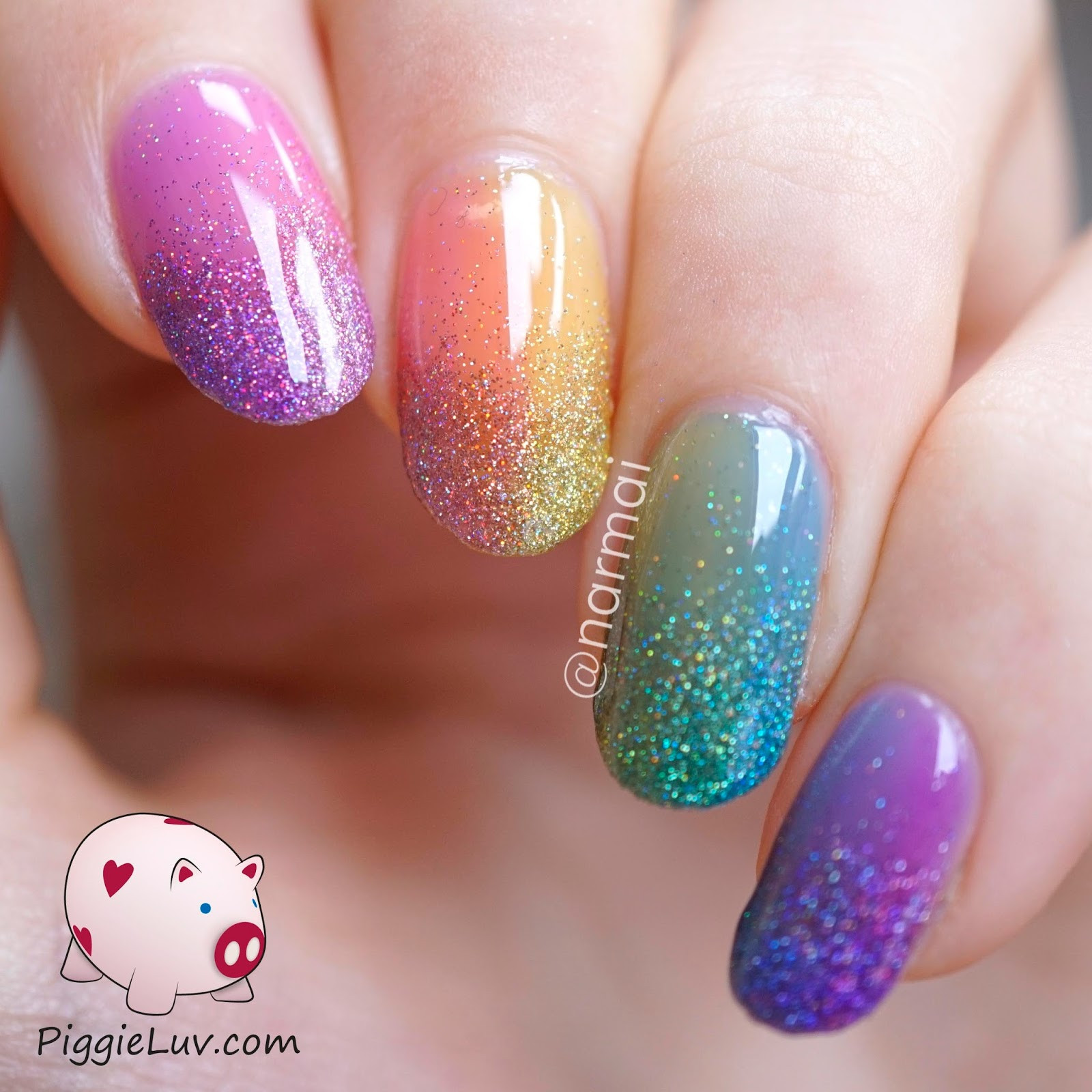 Nail Art Glitter
 PiggieLuv Double gra nt glitter rainbow nail art with