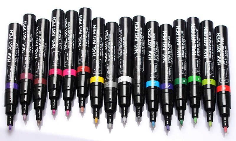 Nail Art Pens Set
 16 Colors Nail Art Pen for 3D Nail Art DIY Decoration Nail