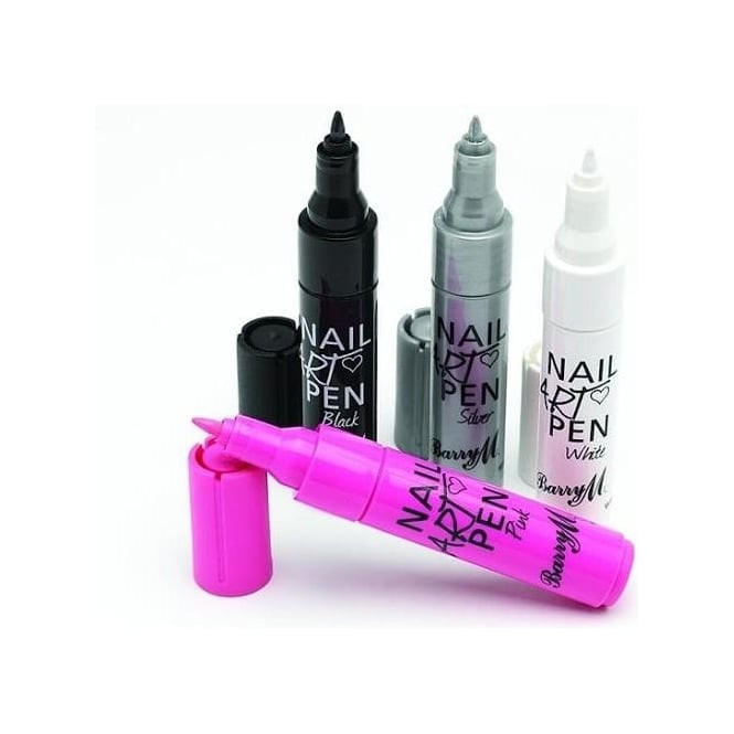 Nail Art Pens Set
 Barry M Set 4 Nail Art Pens Silver Black White & Pink
