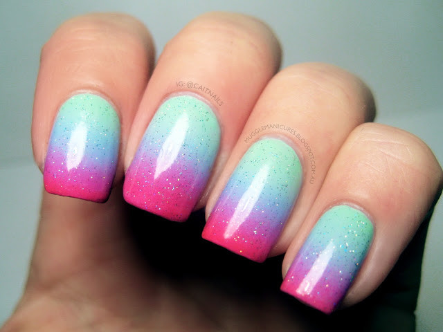 Nail Art Techniques
 Muggle Manicures Nail Art Pastel Gra nt with Neon Tips
