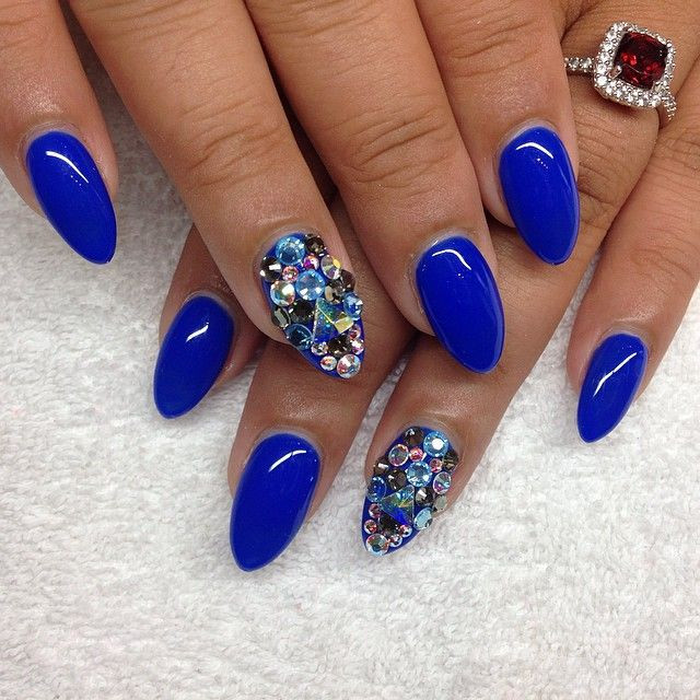 Nail Designs For Almond Shaped Nails
 Almond shaped nails Love the blue Nails