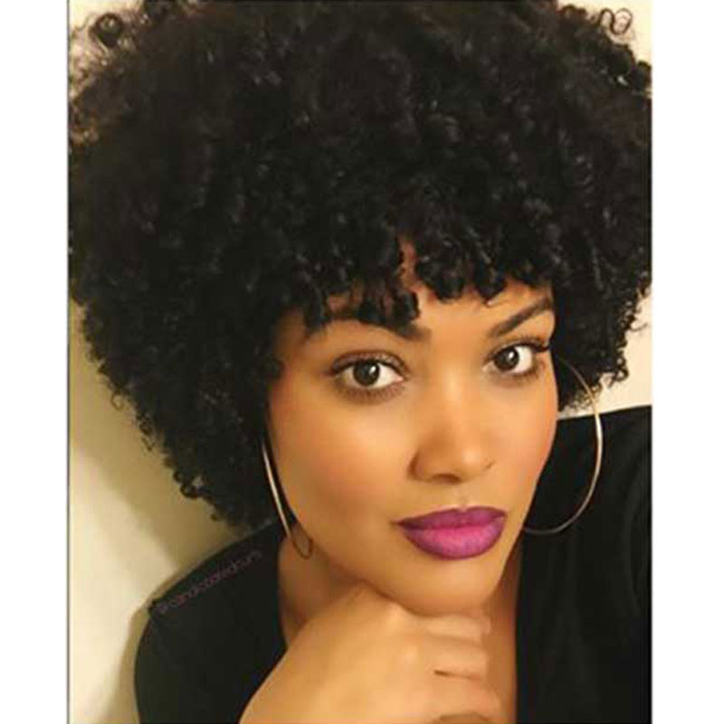 Natural Hairstyle Wigs
 Natural Black Afro Wig Kinky Curly Short Hair Wigs For