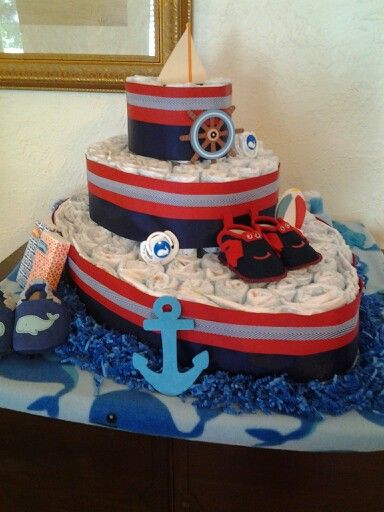 Nautical Baby Shower Gift Ideas
 Diaper boat nautical theme diaper cakes