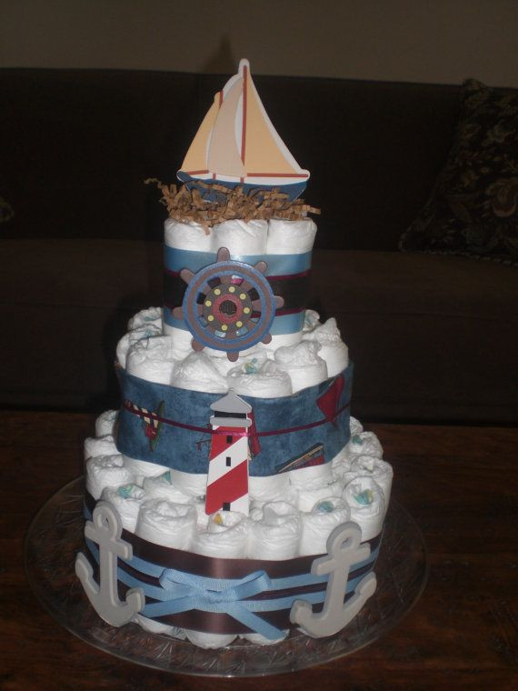 Nautical Baby Shower Gift Ideas
 Sailboat Nautical Diapercake Baby Shower Gift or