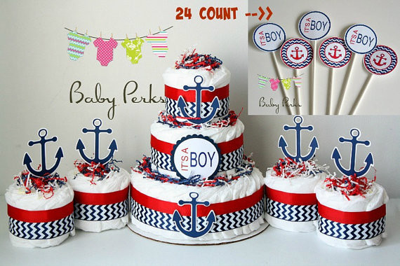 Nautical Baby Shower Gifts
 Nautical Diaper Cake Nautical Baby Shower Sailboat Theme