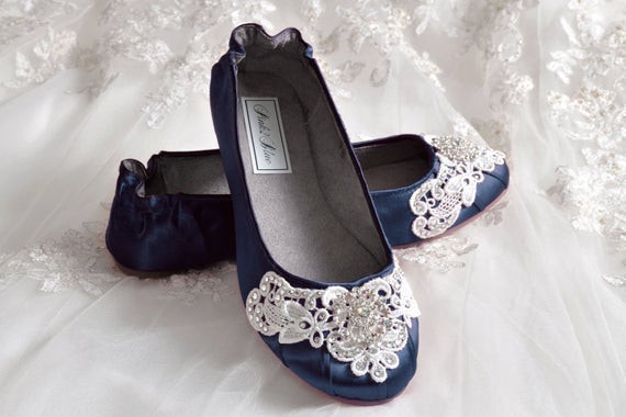 Navy Wedding Shoes
 Navy Blue Wedding Shoes Ballet Flats 250 Colors Vintage