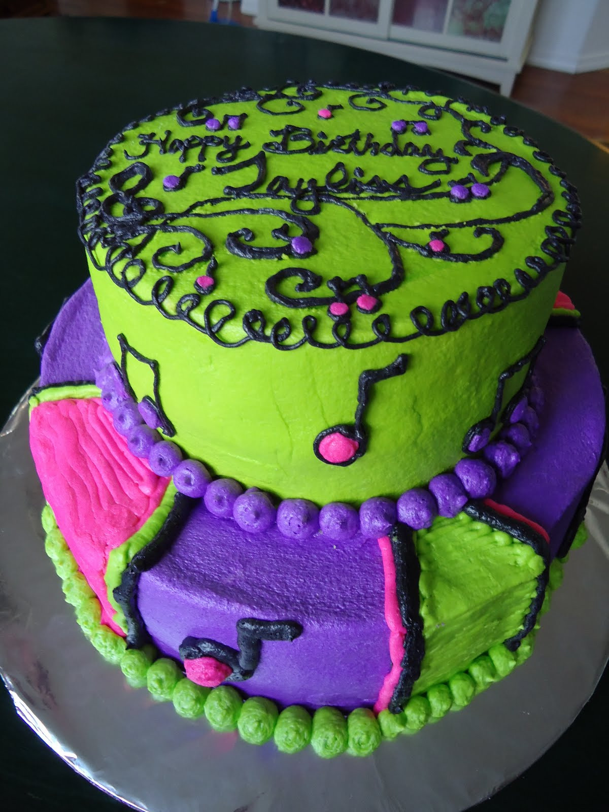 Neon Birthday Cakes
 Cat s Cake Creations Whimsical Musical Birthday Cake