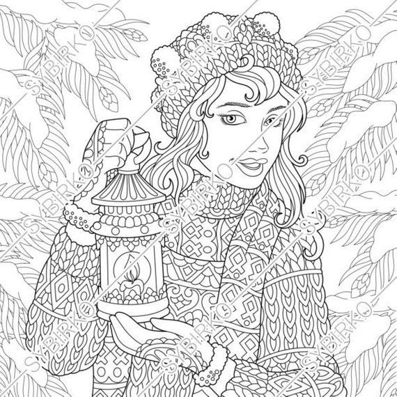 New Coloring Book For Adults
 Coloring Pages for adults Winter Snow Girl Christmas