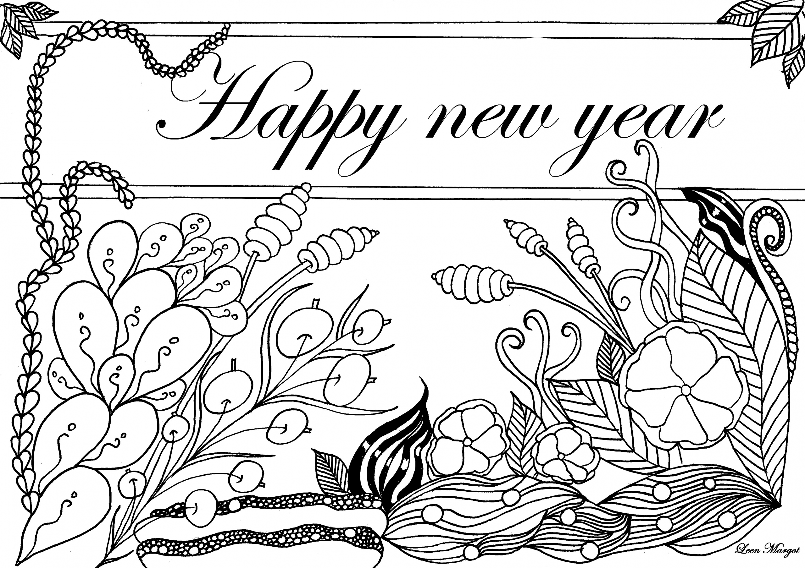 New Coloring Book For Adults
 Happy New year Coloring Pages for Adults