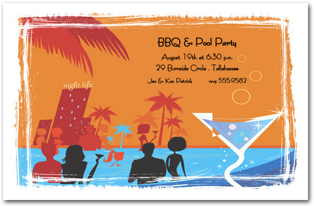 Night Pool Party Ideas For Adults
 Night Time Pool Invitation