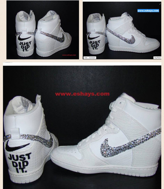 Nike Wedding Shoes
 shoes wedding custom bling rhinestone white croc nike dunk