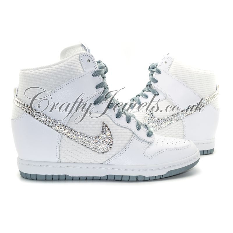 Nike Wedding Shoes
 Nike Bridal Swarovski Crystal Dunk Sky Hi Wedge Sneaker In