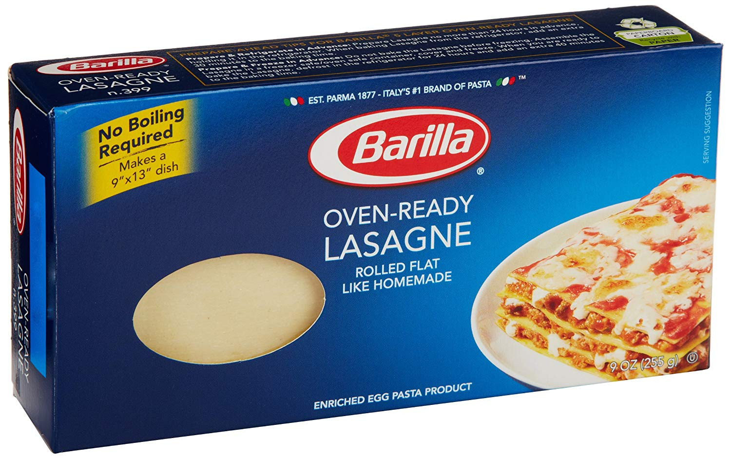 No Cook Lasagna Noodles
 Barilla No Bake Lasagna Noodles Nutrition