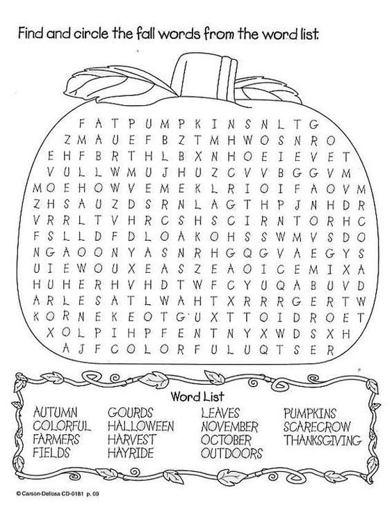 November Activities For Adults
 18 Fun Fall Word Search Puzzles