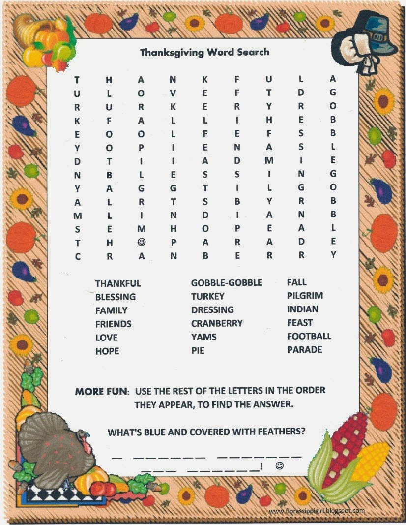 November Activities For Adults
 Florassippi Girl Thanksgiving Word Search Free Printable