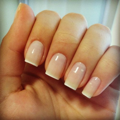 Nude Wedding Nails
 Nude nails with a faded white tip