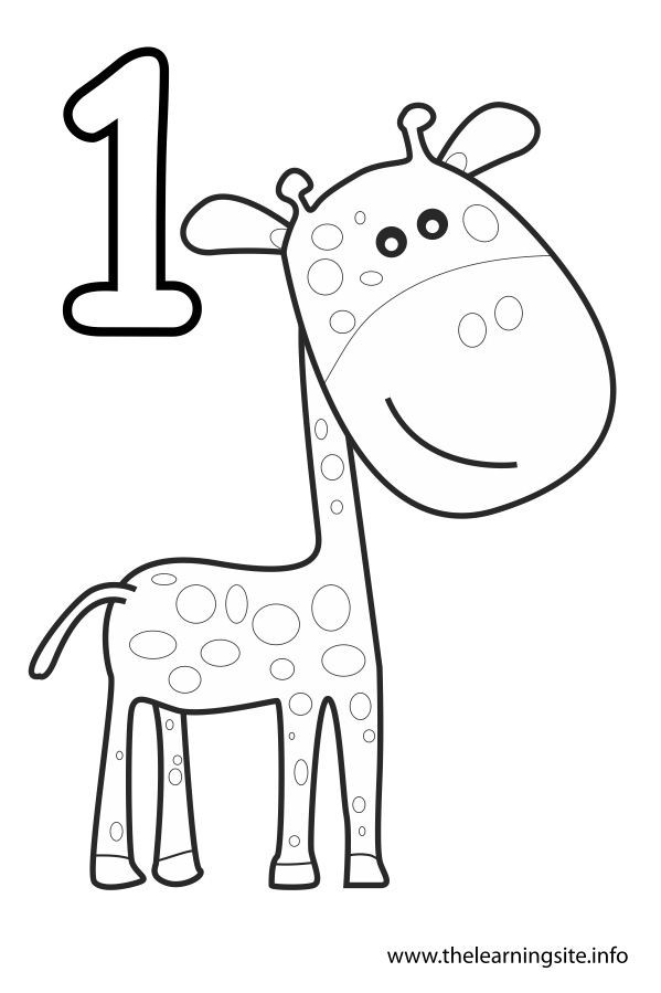 Number Coloring Pages For Toddlers
 coloring page number outline one giraffe