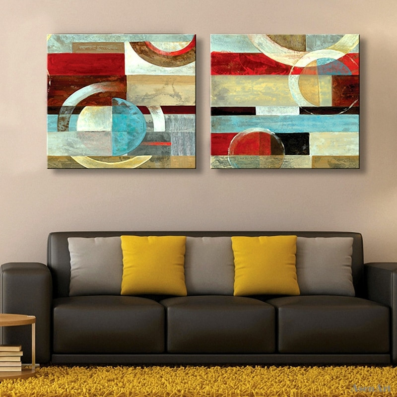 Oil Painting For Living Room
 Aliexpress Buy 2 Pieces Hand Painted Abstract Oil