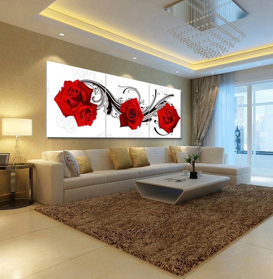 Oil Painting For Living Room
 picture oil Painting Roses flower Living Room Bedroom home