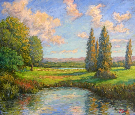 Oil Painting Landscape
 Original impressionist oil painting landscape sunny day