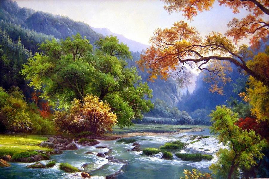 Oil Painting Landscape
 Landscape Canvas Prints Realistic Oil Painting Picture