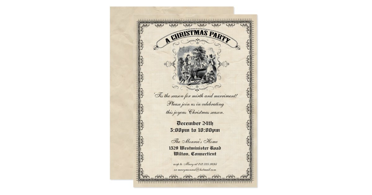 Old Fashioned Christmas Party Ideas
 Old Fashioned Victorian Christmas Party Invitation